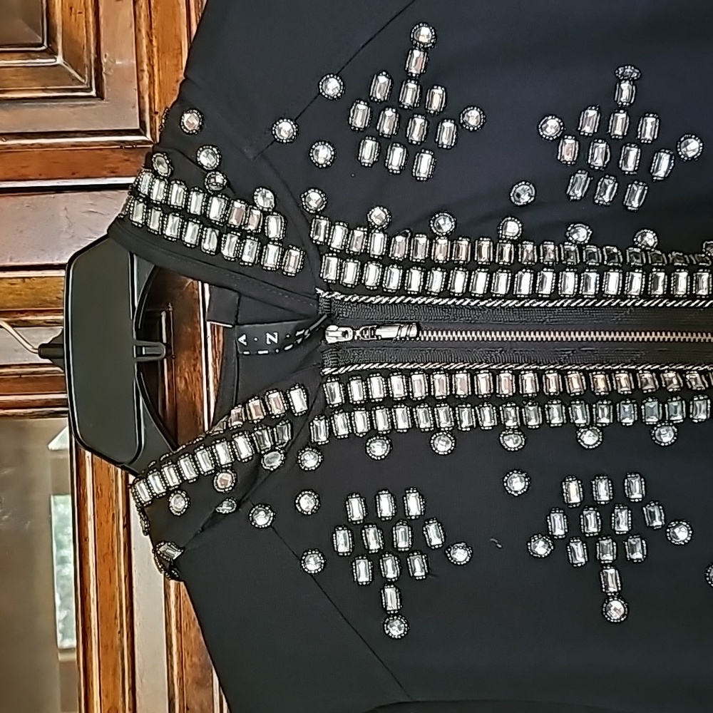 AZI BLING CRYSTAL ZIP UP HOODIE SWEATER! SZ. MD! - Picture 2 of 5